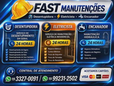Fast Manutenções em Campinas 19-99231-2502 Desentupidora, Eletricista, Encanador em Campinas 24 Horas.