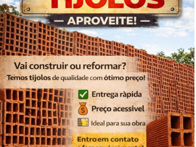 TIJOLOS 08 FUROS DIRETO DA FABRICA 9X19X19 COM PRECO PROMOCIONAL